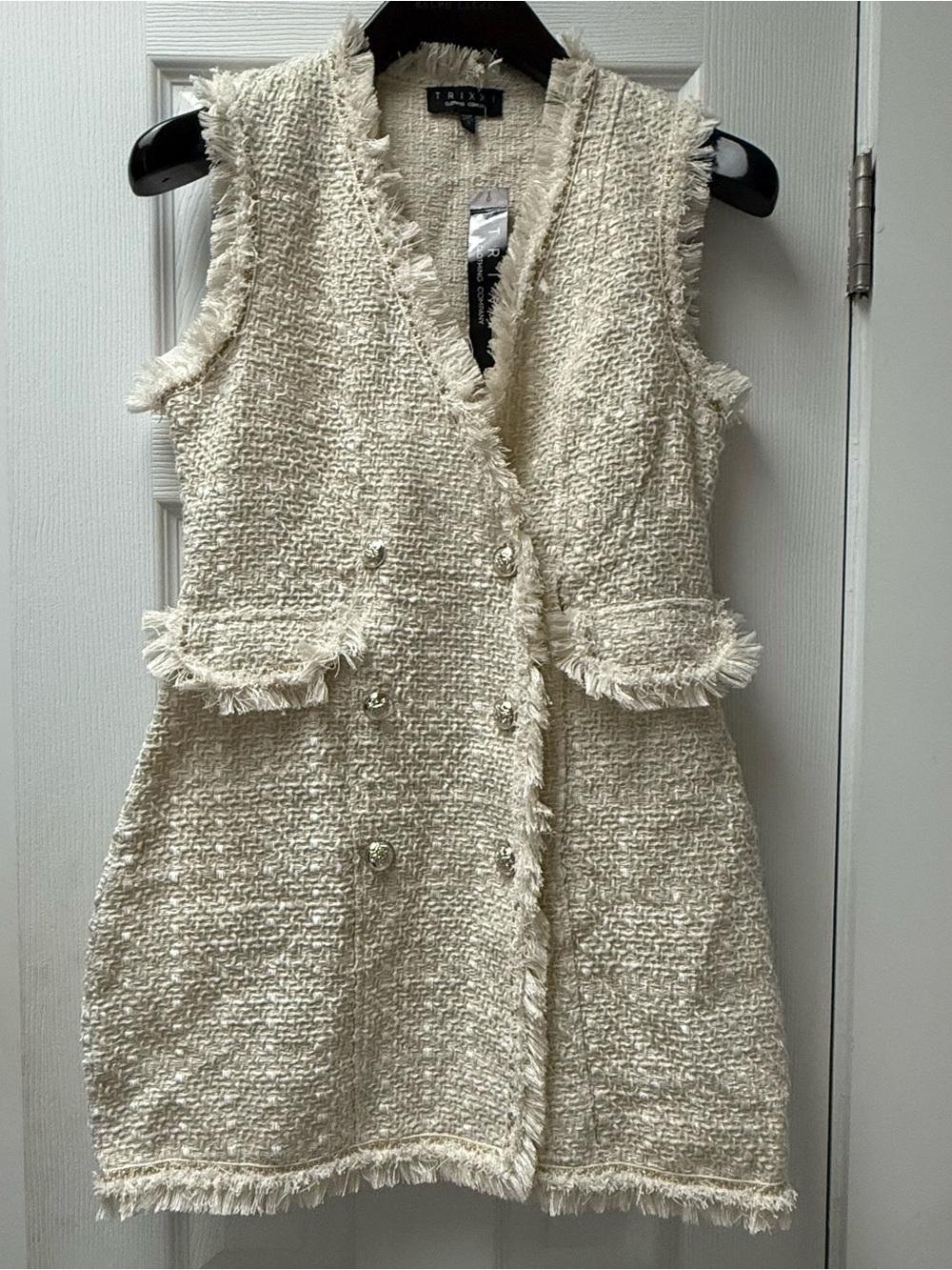 Ivory Tweed Sleeveless Dress